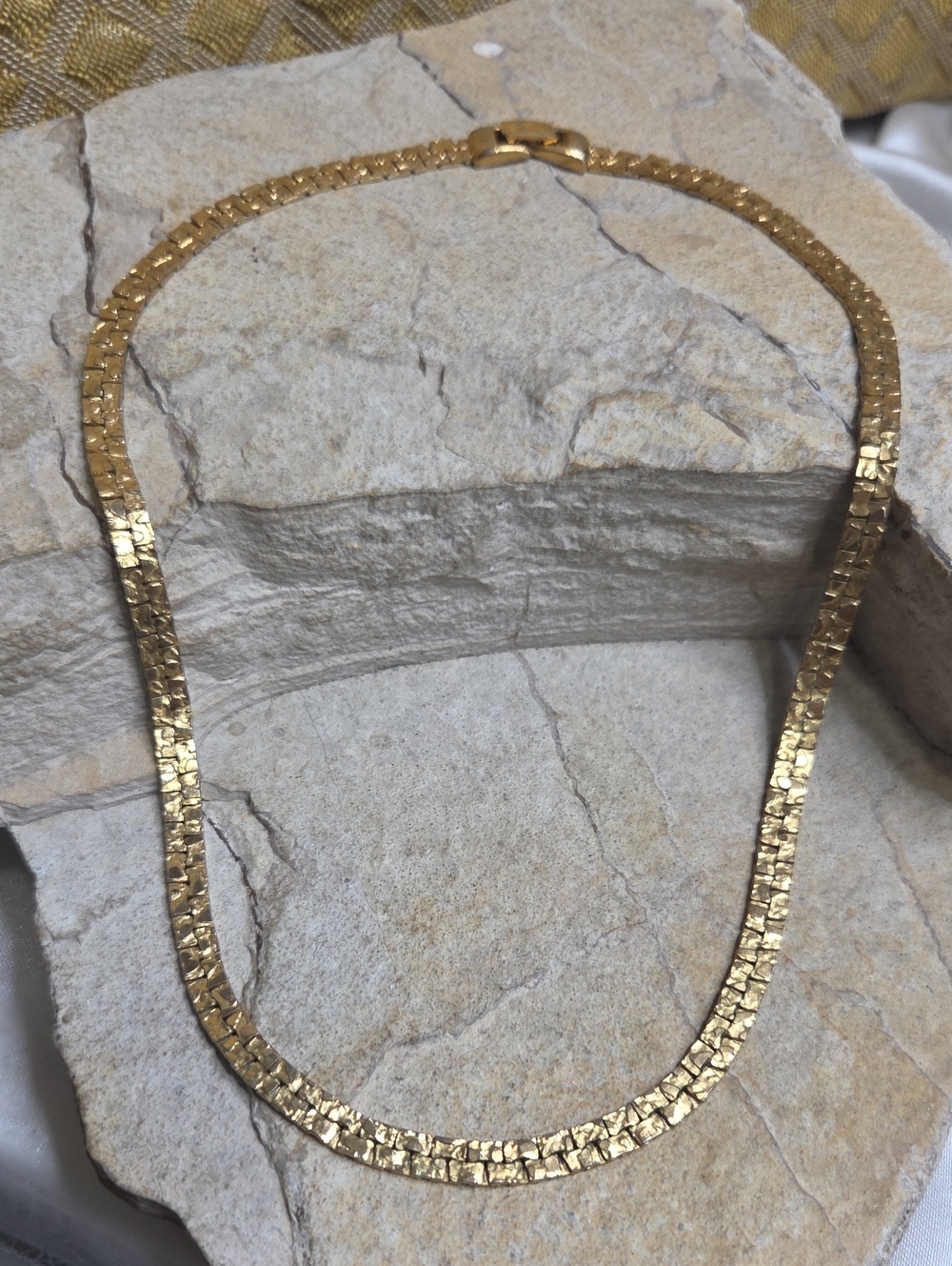 Vintage Gold Nuggets style long chain necklace 19"